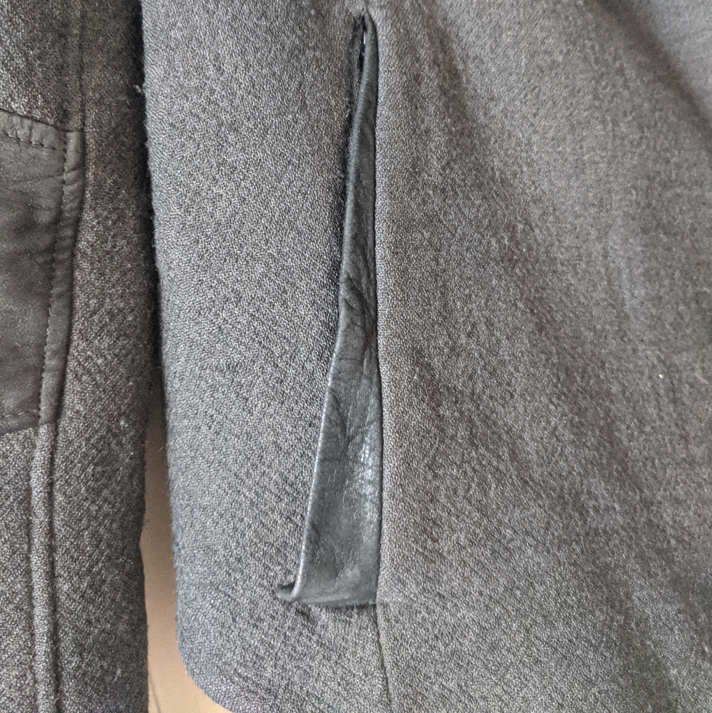 Helmut Lang Black Wool & Leather Moto Jacket M - Picture 8 of 13